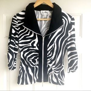Joseph Ribkoff Fitted Zip Up Zebra Blazer